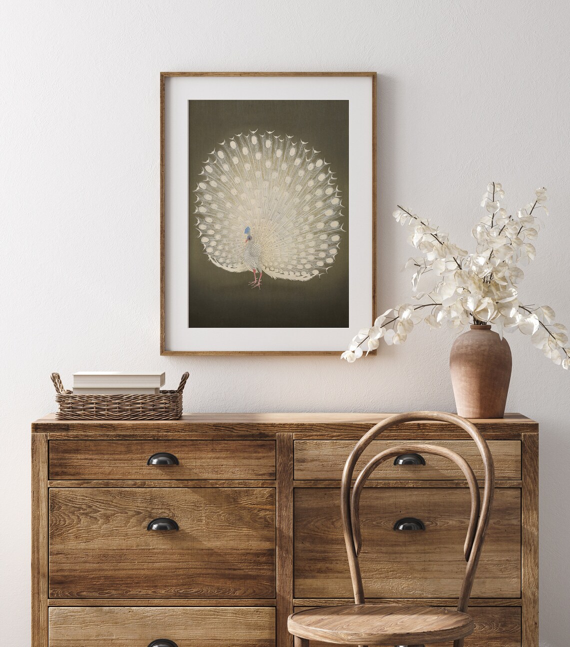Albino Peacock Vintage Bird Art Print, Moody Eclectic - Image 3
