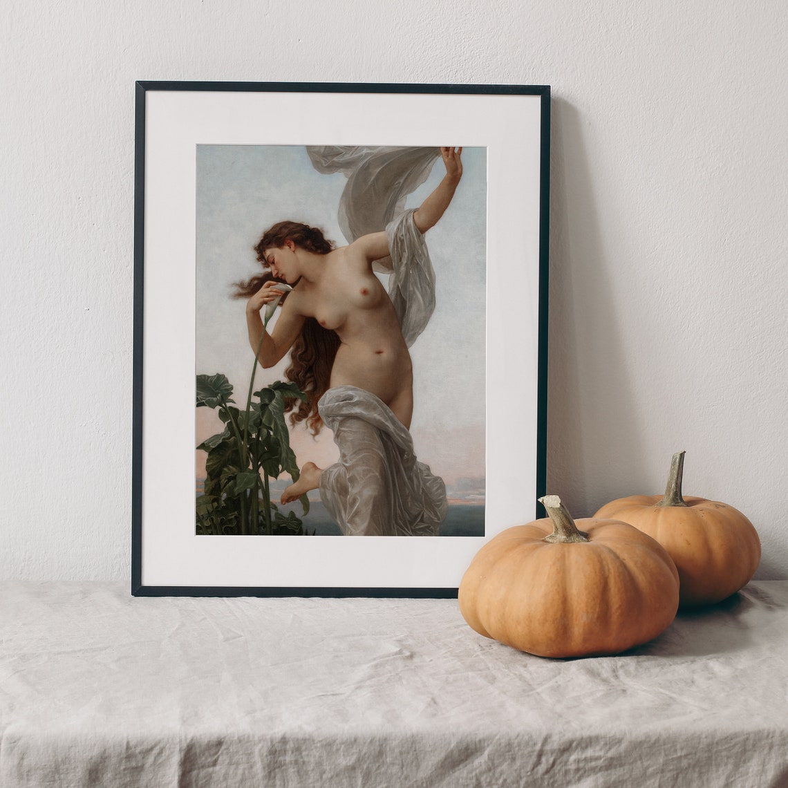 Classical Nude Woman With Calla Lily Sheer Veil Academic Art Poster - Image 2