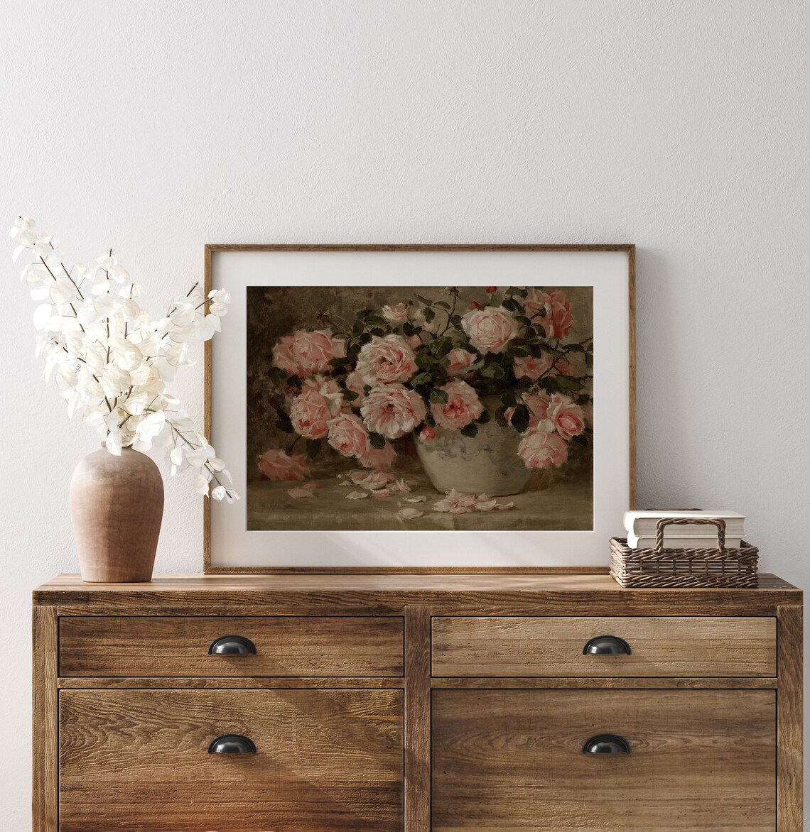 French Rose Vase, Vintage Dark Academia Art Print - Image 2
