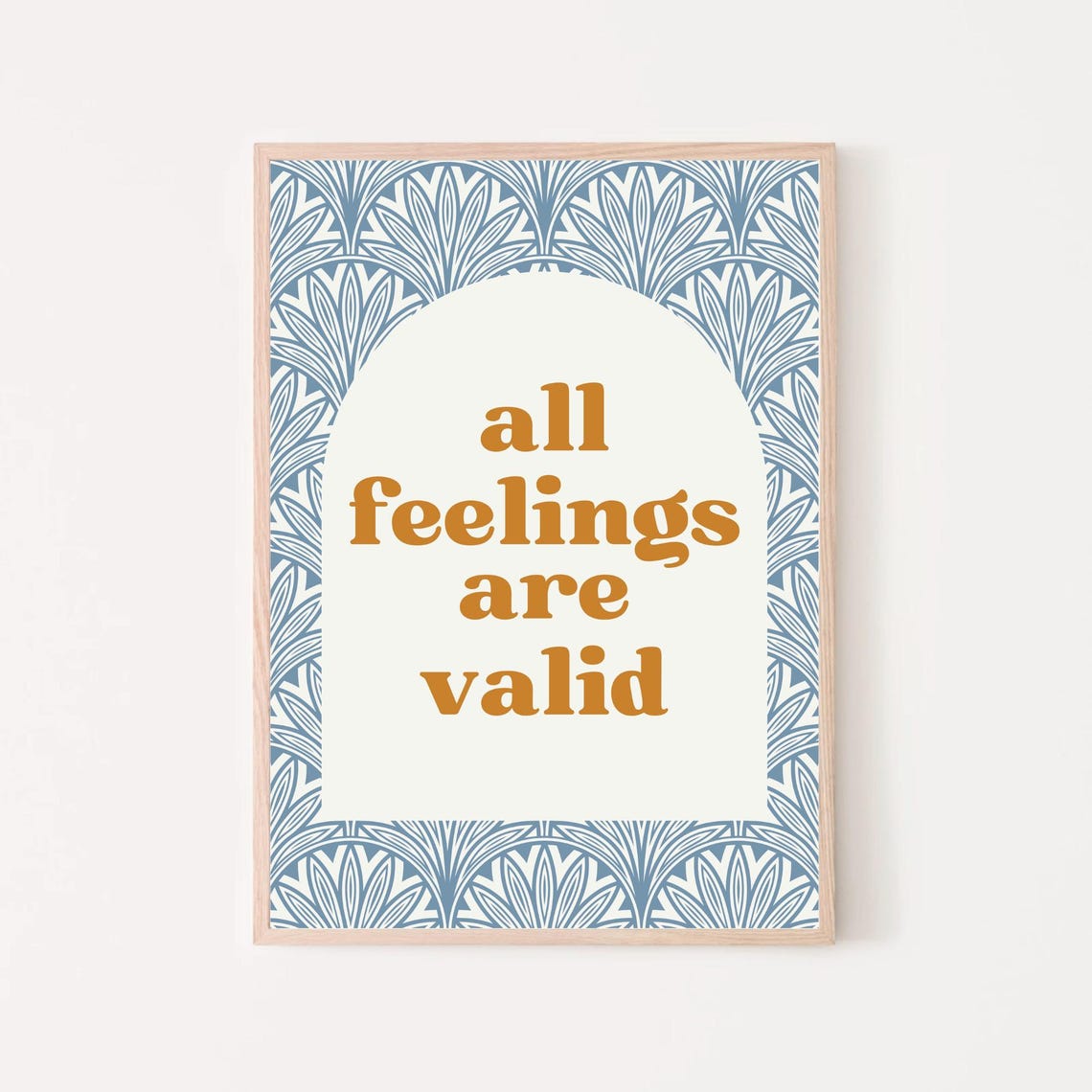 All Feelings Are Valid Quote Blue Palm Border Therapy Office Poster