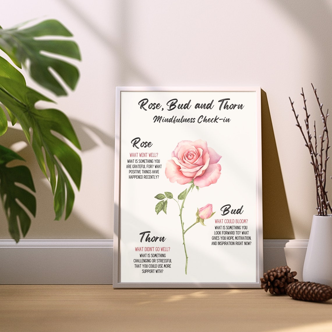 Rose Bud And Thorn Mindfulness Check In Feelings Therapy Poster - Image 3
