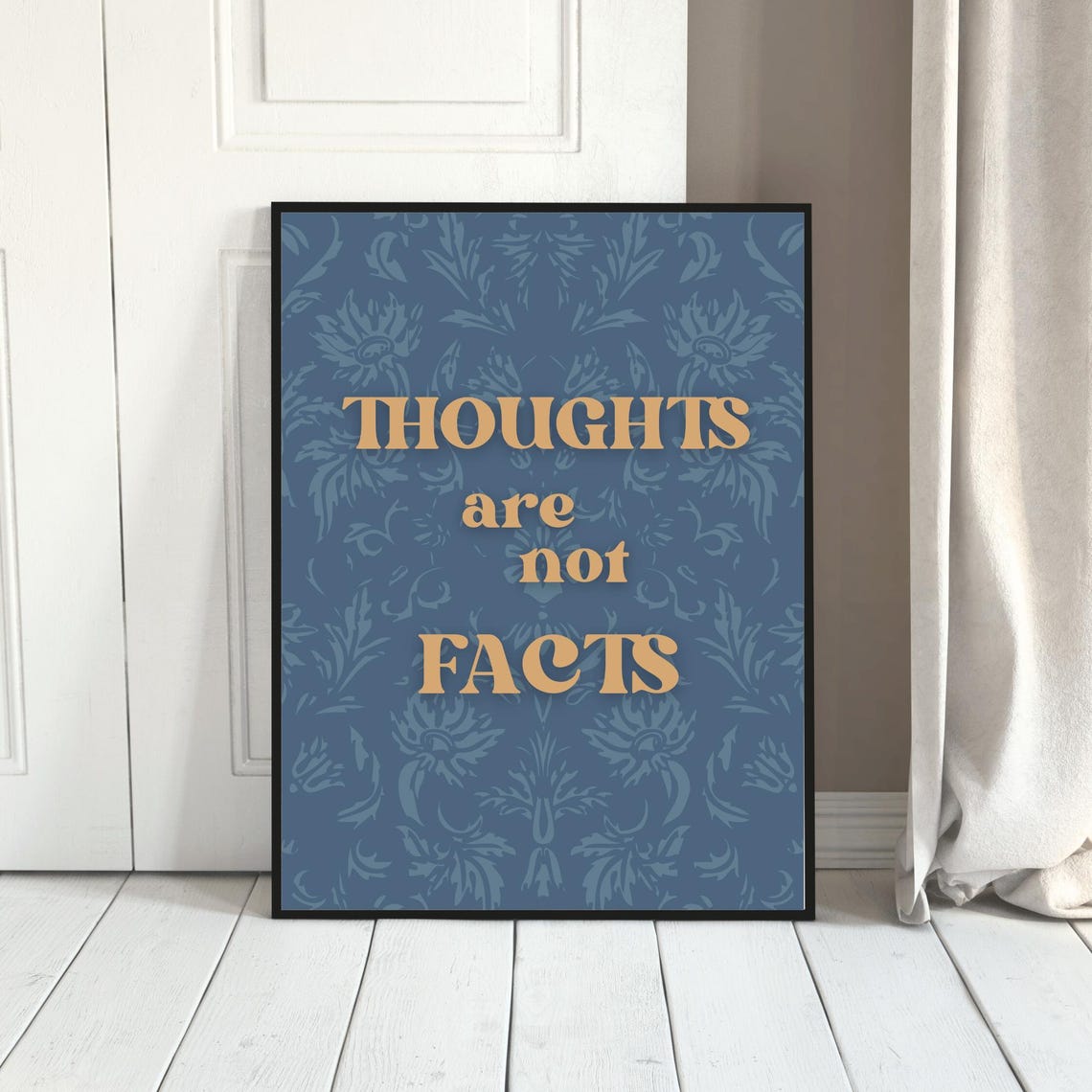 Thoughts Are Not Facts Quote Navy Botanical Mental Health Poster - Image 3