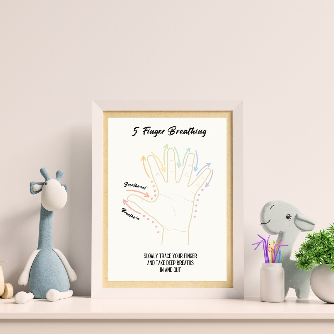 5 Finger Hand Tracing Breathing Exercise, Mindfulness Art Print - Image 4