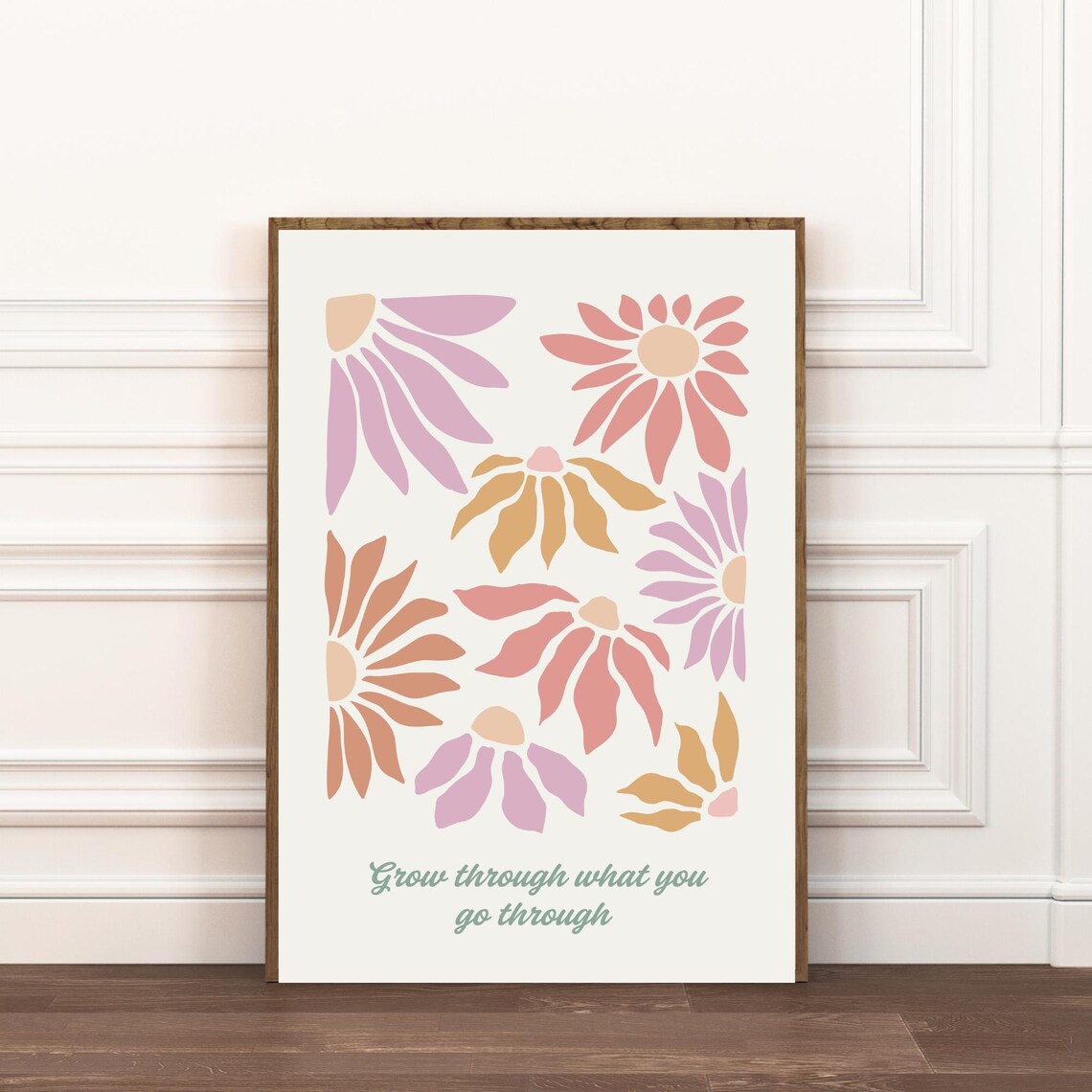 Grow Through What You Go Through Retro Daisy Flower Quote Poster