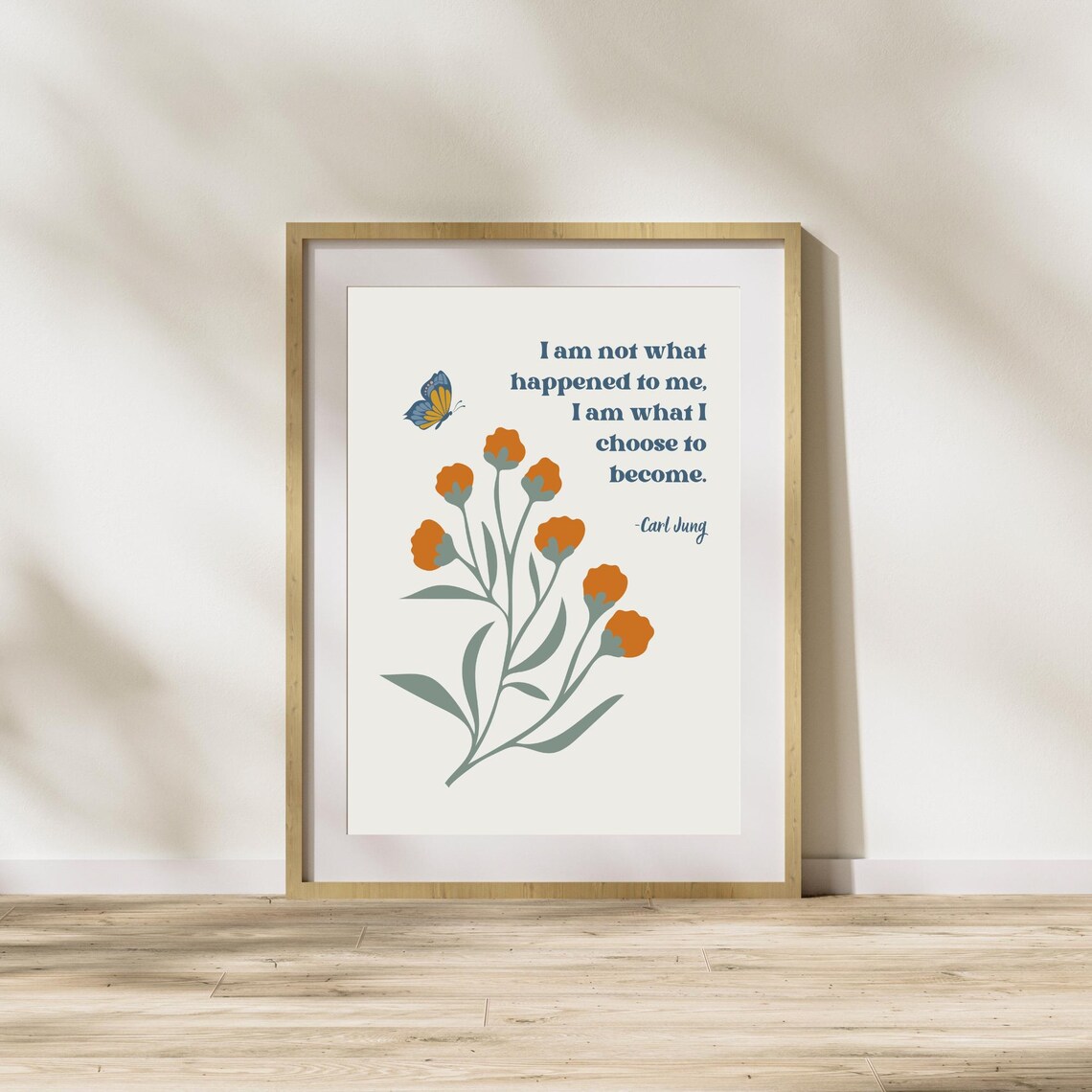 Carl Jung Choose to Become Quote Orange Botanical Butterfly Poster - Image 2