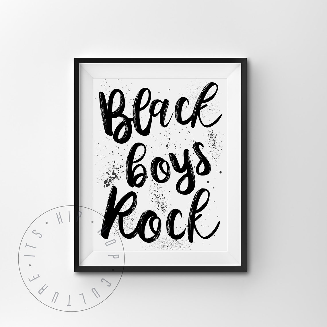 Black Boys Rock Brush Script Empowering Kids Room Art Poster - Image 7