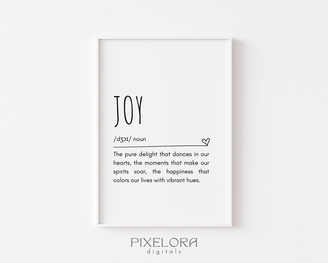 Joy Definition Dictionary Style Inspirational Quote Wall Art