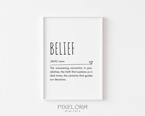 Belief Definition Inspirational Dictionary Noun Typography Poster