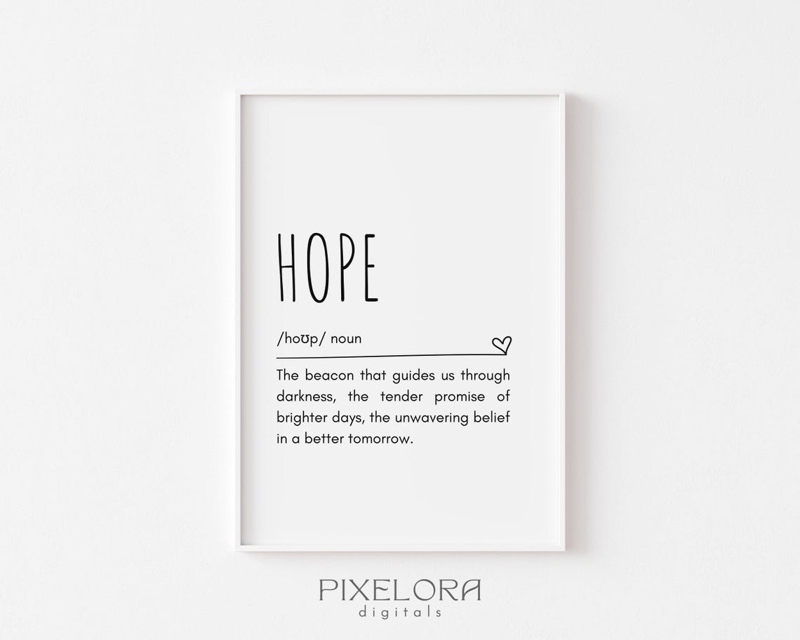 Hope Dictionary Definition Typography Wall Art with Heart Accent