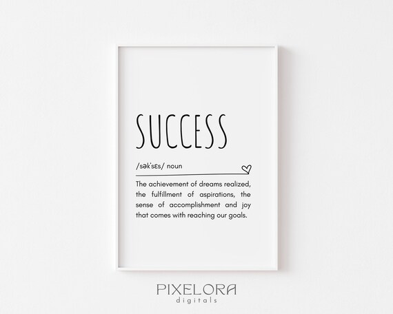 Success Definition Wall Art Inspirational Quote Motivational Poster Personal Growth Office Decor
