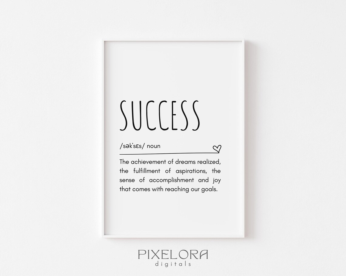 Success Definition Wall Art Inspirational Quote Motivational Poster Personal Growth Office Decor