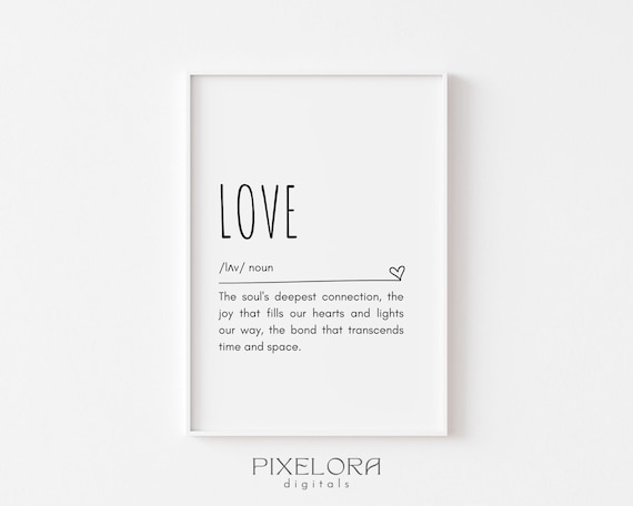 Love Definition Dictionary Art Romantic Heartfelt Quote Poster Decor