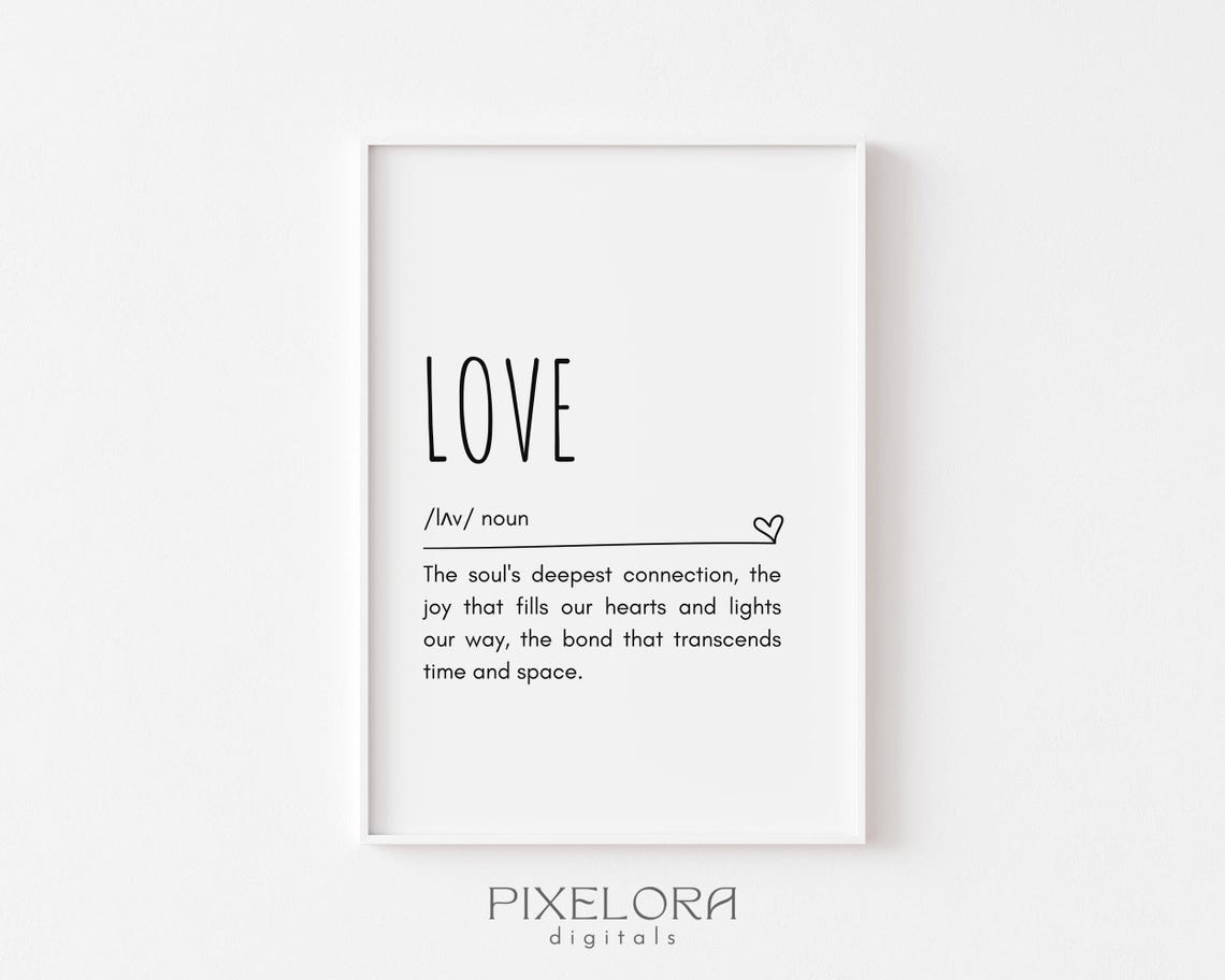 Love Definition Dictionary Art Romantic Heartfelt Quote Poster Decor