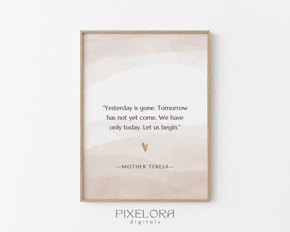 Mother Teresa Quote Inspirational Wall Art Motivational Poster Famous Life Encouraging Print Decor