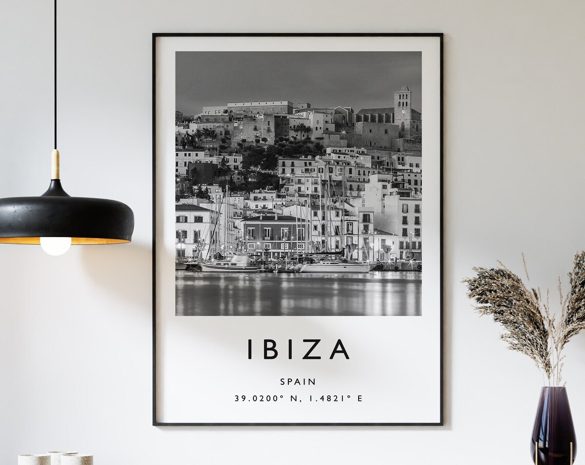 Ibiza Minimalist Travel Poster, Spain Travel Decor