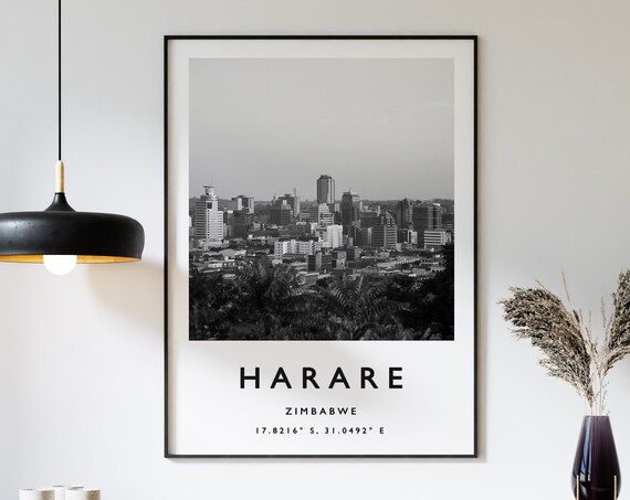 Harare Travel Print Harare Travel Poster African Travel Poster Zimbabwe Travel Art Print African Wall Art African Travel Print