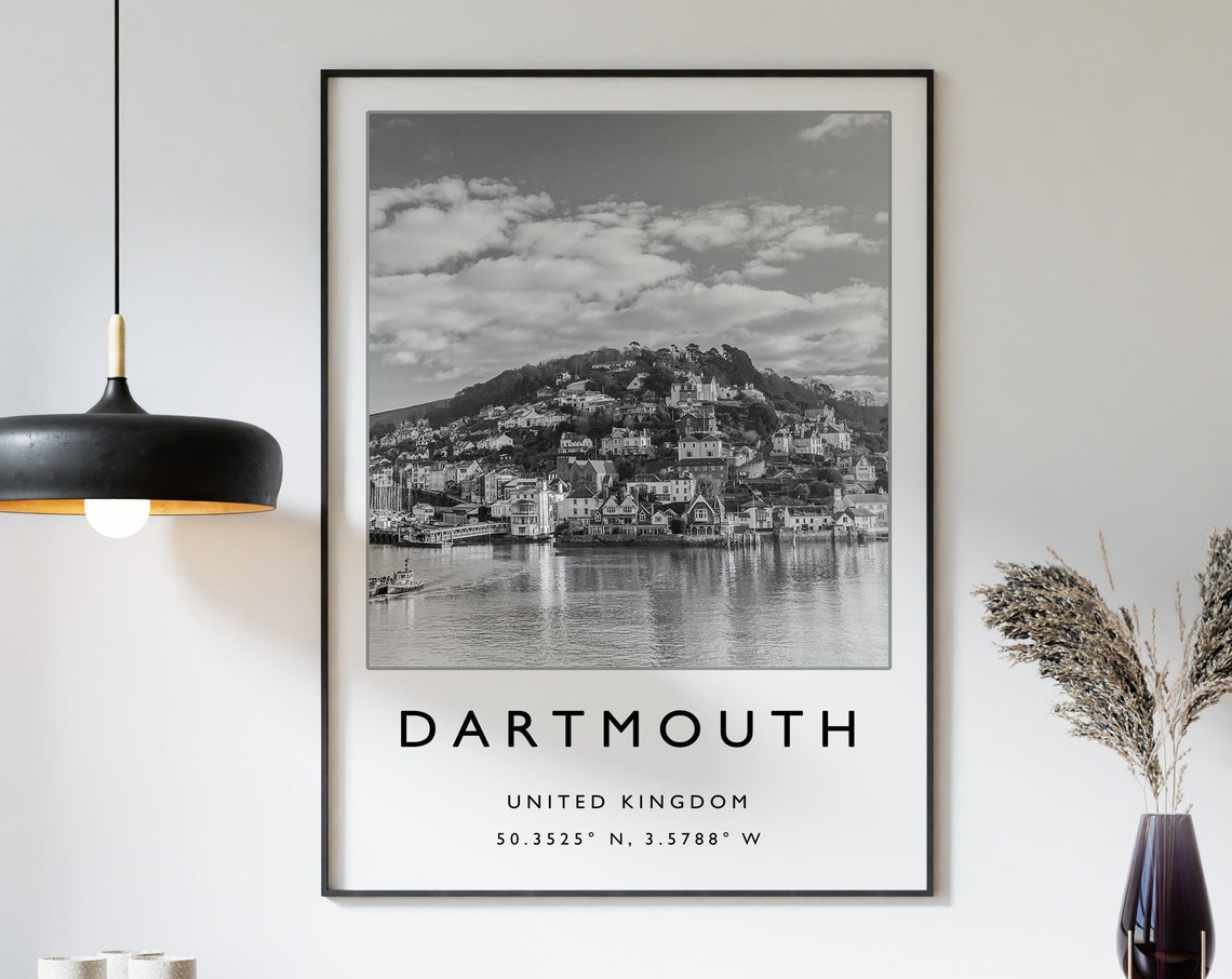 Dartmouth Travel Print Dartmouth England Travel Poster Uk Coast Travel Print Travel Art Travel Poster Black And White Gift A2a3a4