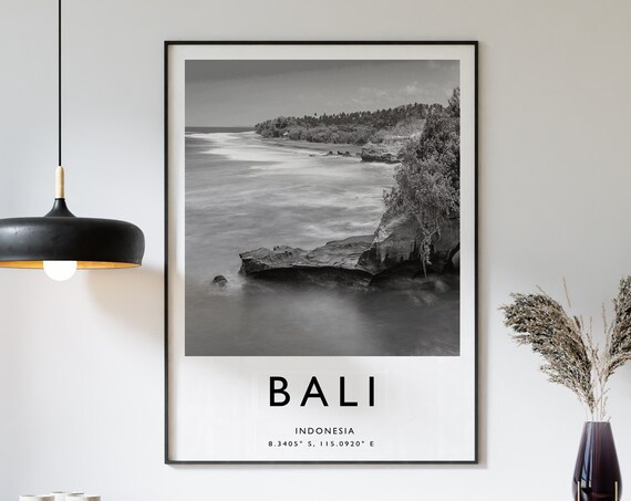Bali Travel Print Bali Travel Poster Indonesia Print Travel Gift Travel Art Southeast Asia Poster Travel Decor Black And White