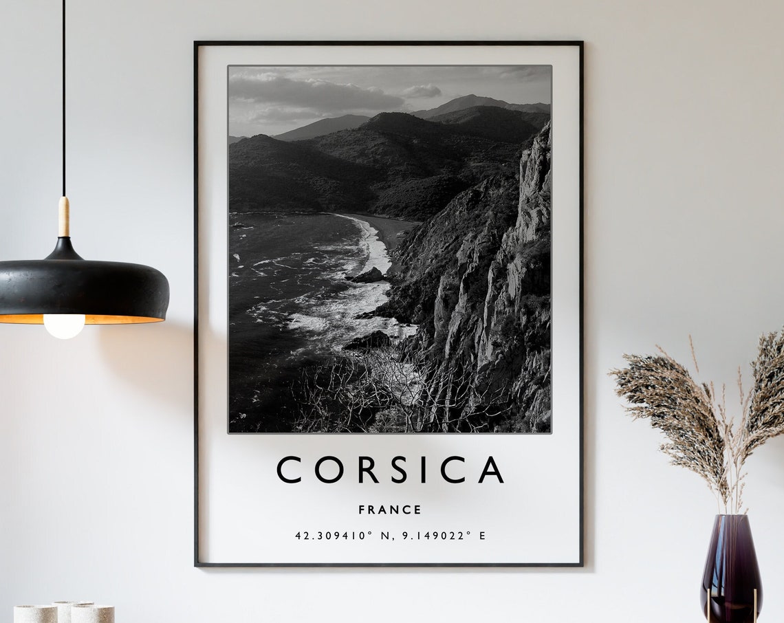 Corsica Travel Print Corsica France Travel Poster France Travel Print Travel Art Travel Poster Black And White Travel Gift A2a3a3