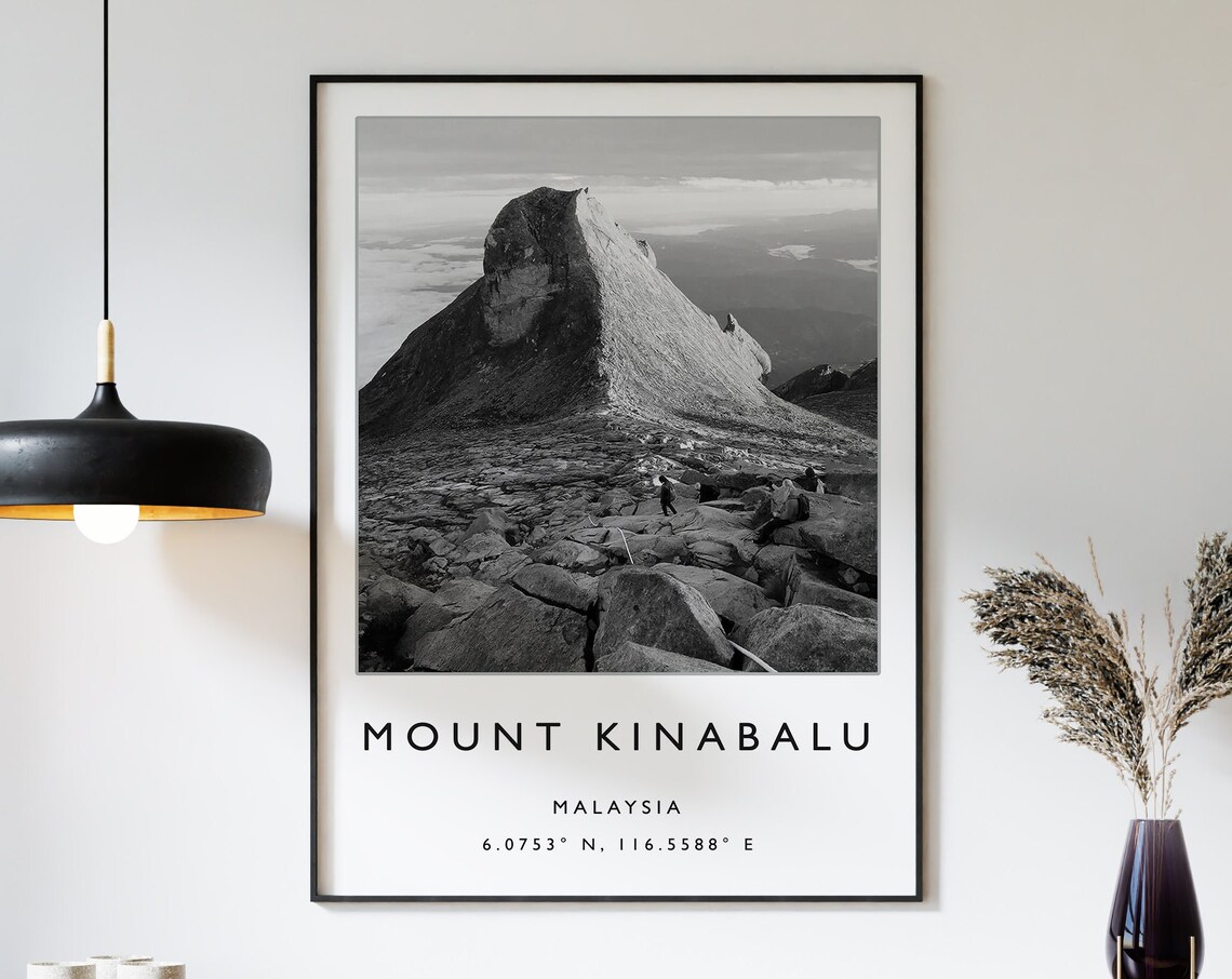 Mount Kinabalu Malaysia Travel Poster, Southeast Asia
