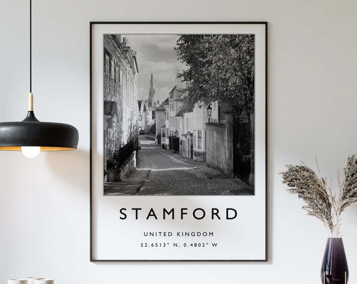 Stamford Travel Poster, English City Travel Art