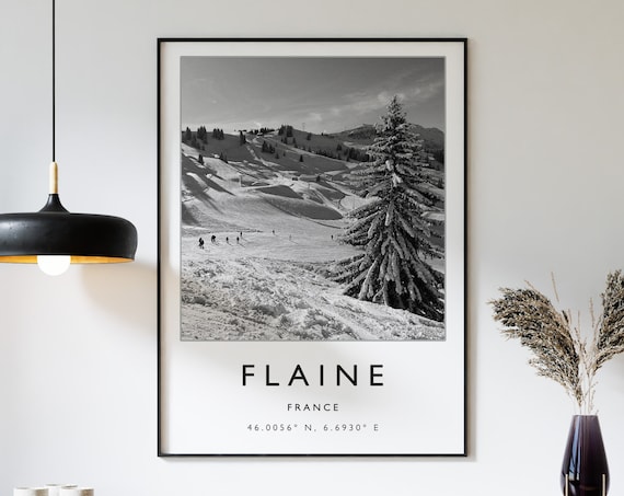 Flaine France Black And White Ski Slopes Photo Travel Poster