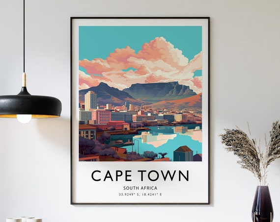 Cape Town Travel Poster South Africa Print African Art Colourful Decor Gift A1a2a3a4