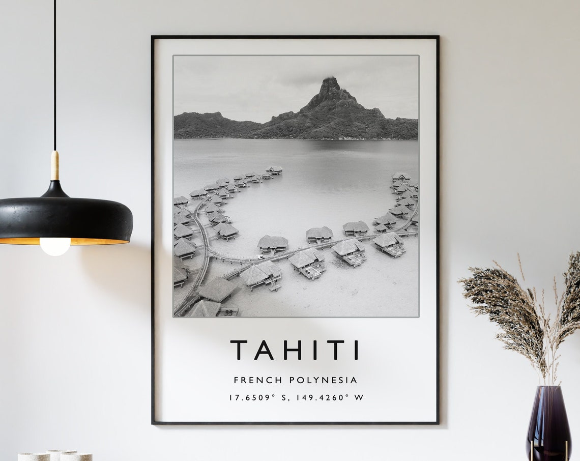 Tahiti Travel Print Tahiti Travel Poster French Polynesia Travel Print Beach Travel Poster Sea Travel Art Travel Gift