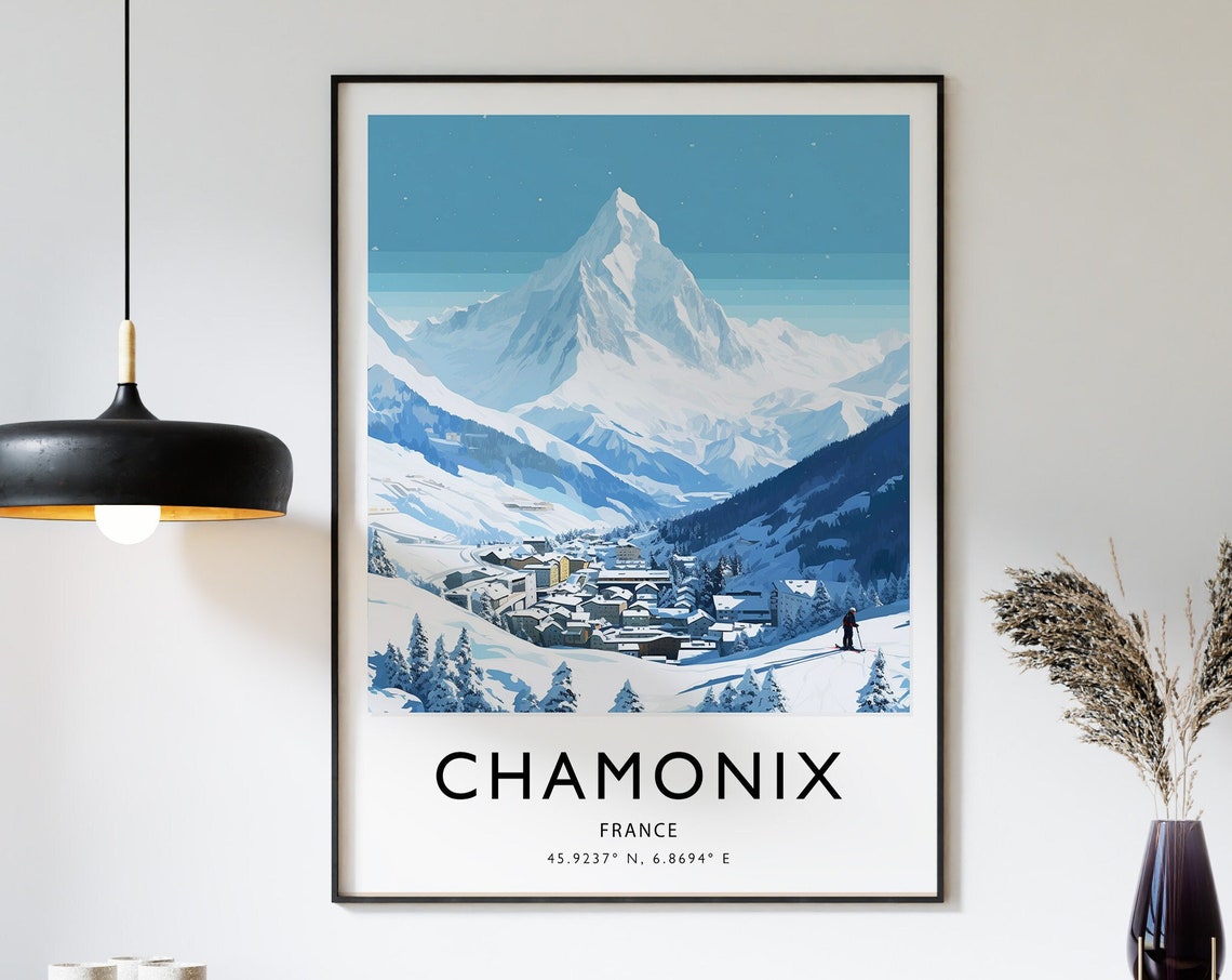Chamonix Travel Poster Skiing Travel Print France Ski Travel Art Travel Poster Colourful Travel Decor Travel Gift A1a2a3a4
