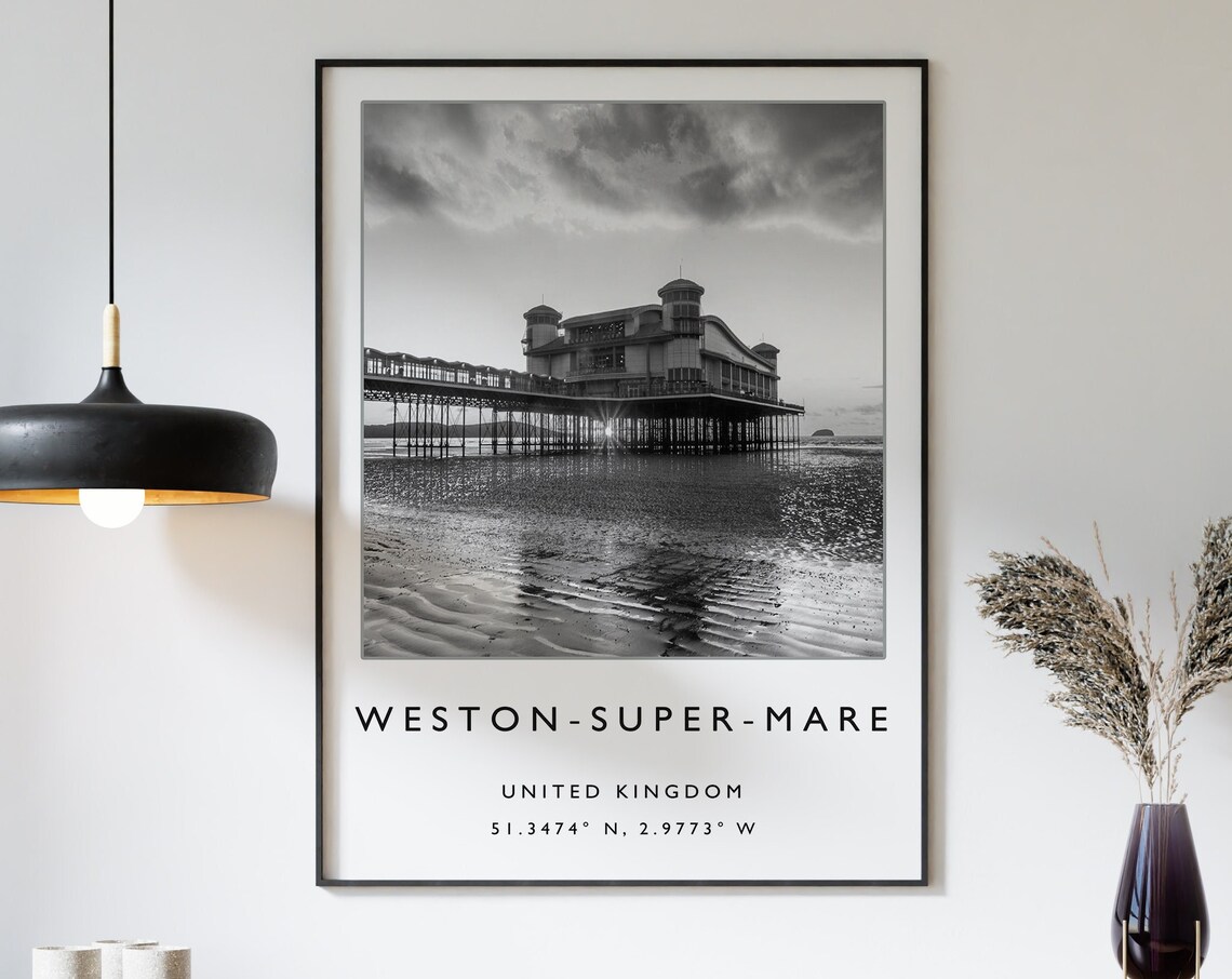 Weston-super-Mare Black and White Travel Poster
