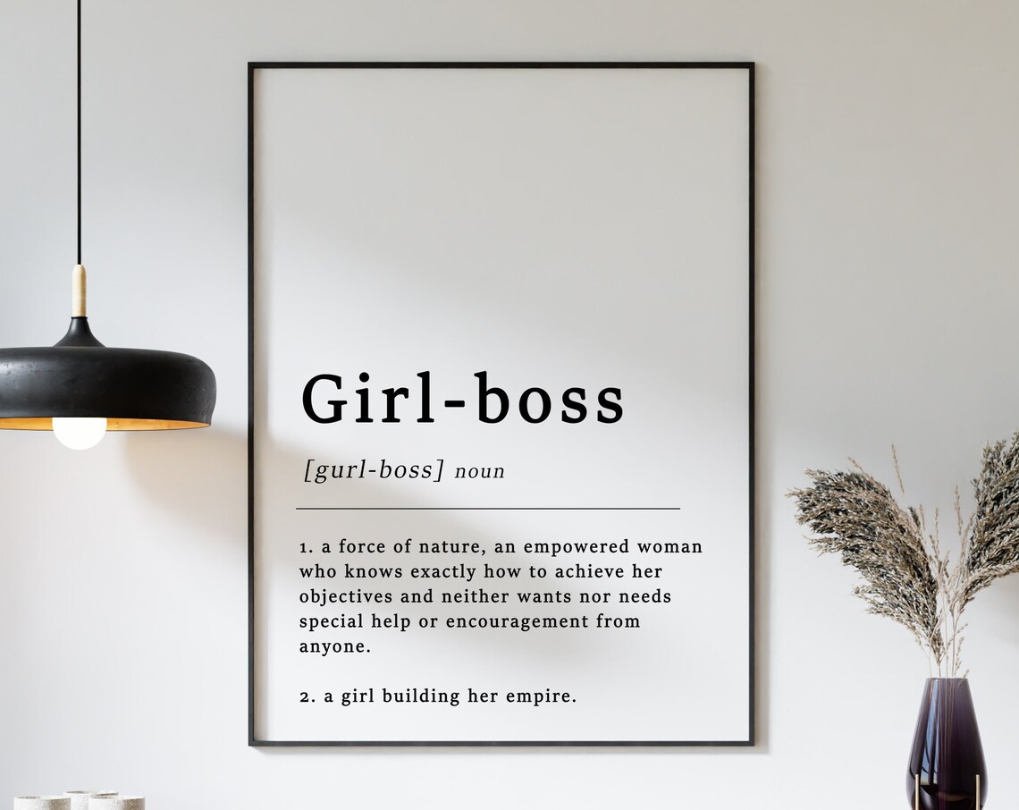 Girl Boss Definition Quote Empowered Woman Dictionary Minimalist Wall Poster