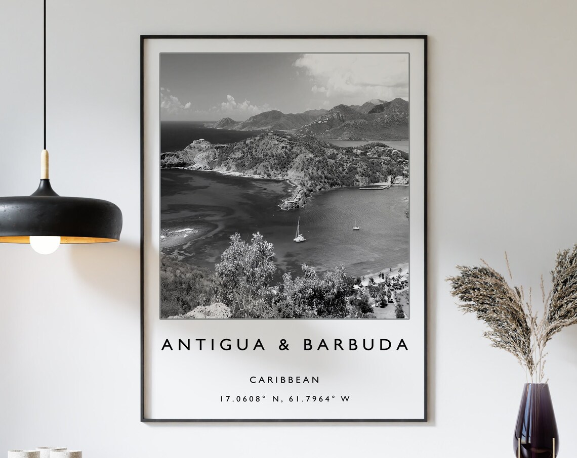 Antigua and Barbuda Travel Poster, Caribbean Travel Art