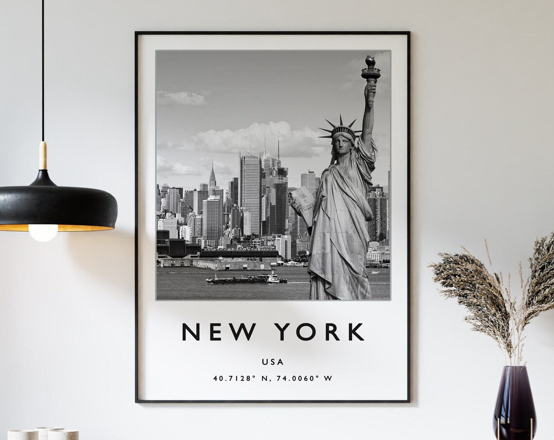 New York Travel Poster, Black And White Photography