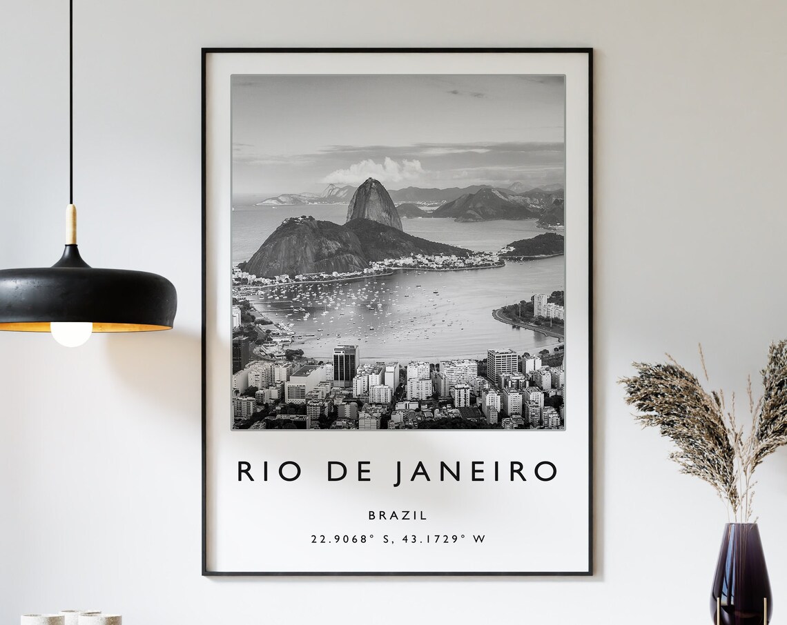 Rio De Janeiro Brazil Travel Poster, Black And White