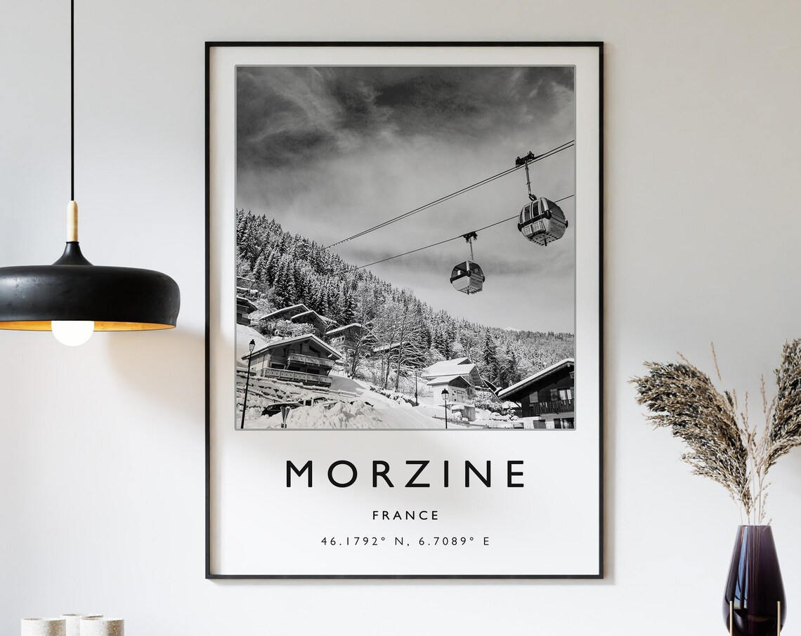 Morzine France Skiing Travel Poster, Ski Art Print