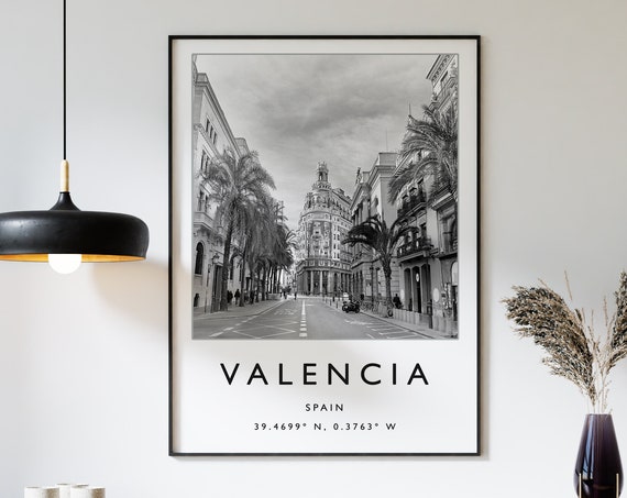 Valencia Minimalist Travel Poster, Spain Travel Print