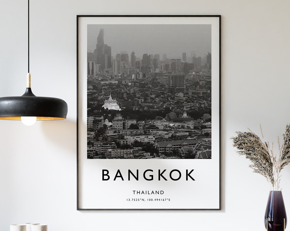 Bangkok Travel Print Bangkok Travel Poster Thailand Print Travel Art Travel Decor Black And White Photographic Print