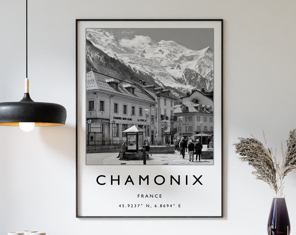 Chamonix France Skiing Travel Poster, Ski Print