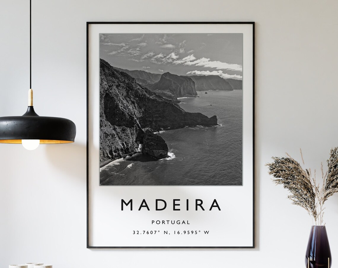 Madeira Travel Poster, Portugal Beach Art Print