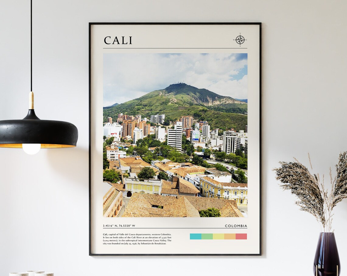 Cali Colombia Cityscape Photographic Green Mountain View Poster