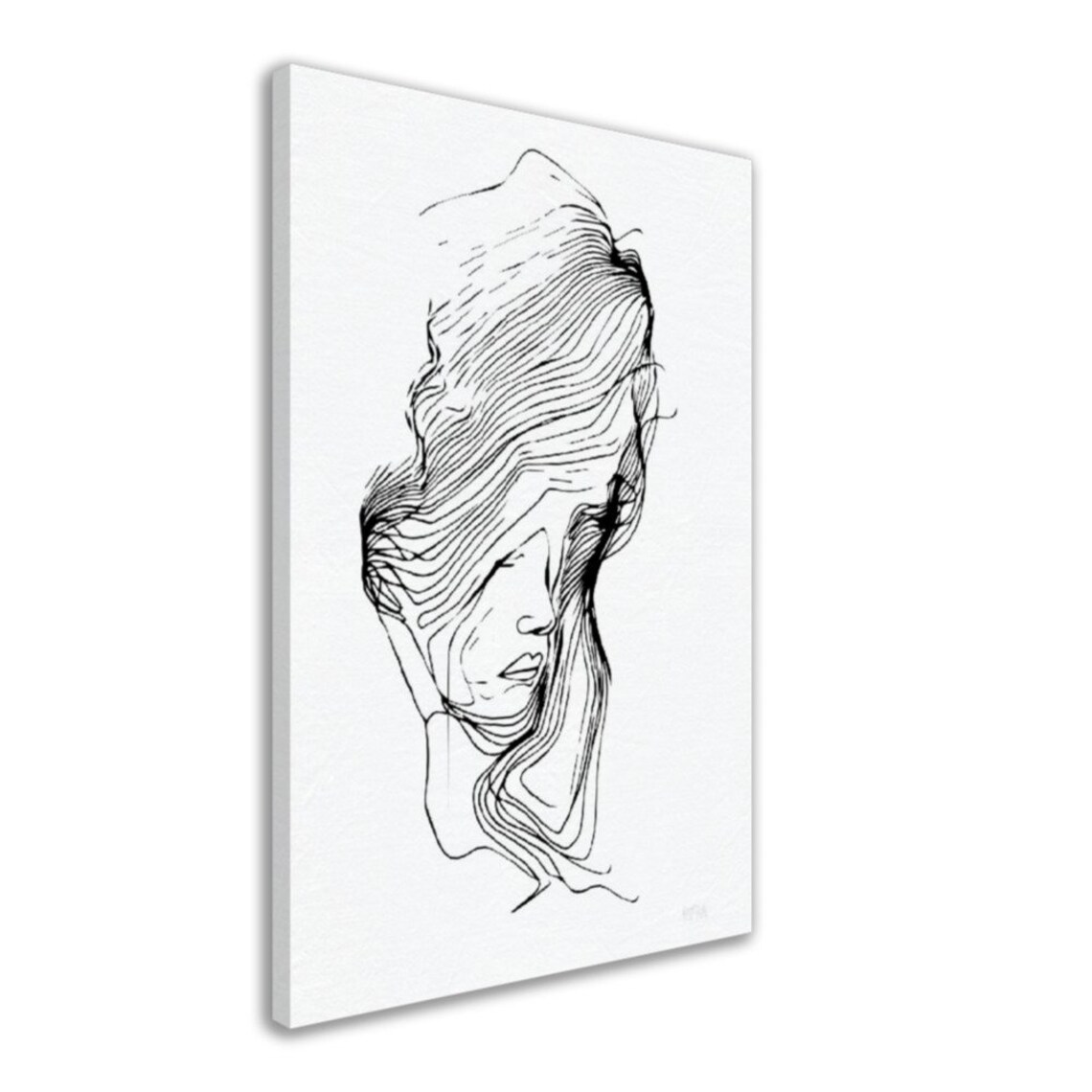 Minimalist Woman Face Line Art Flowing Hair Ink Drawing Poster - Image 7