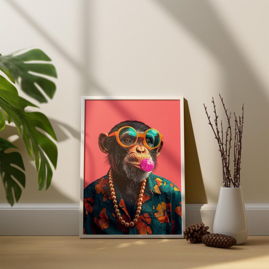 Funky Monkey Pop Art Animal Poster, Tropical Decor - Image 7