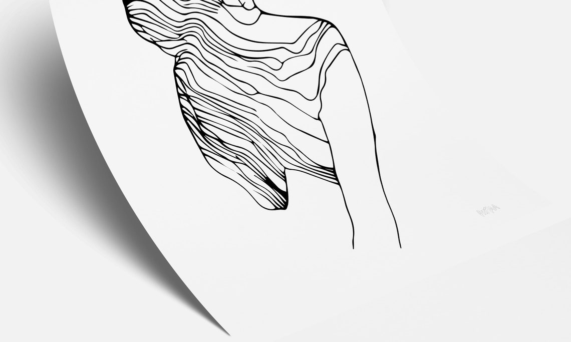 Minimalist Woman Line Art Back View Elegant Ink Drawing Poster - Image 4