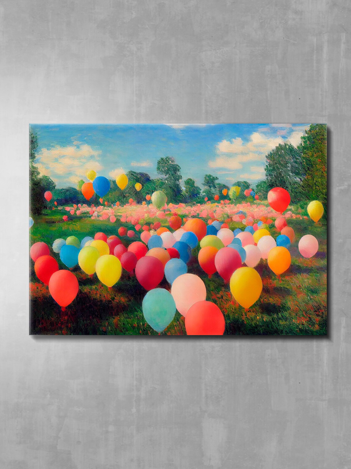 Colorful Balloons Kids Room Art Print, Monet Style