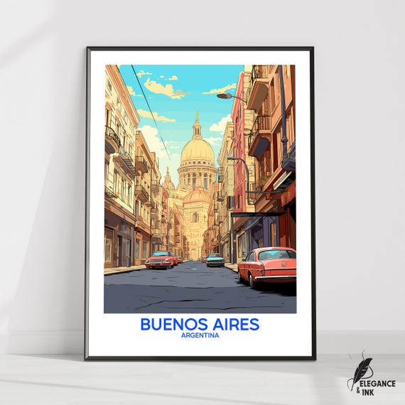 Buenos Aires Posterbuenos Travel Printbuenos Wall Artwall Decorillustrationwall Art Gift Ideawedding Anniversary