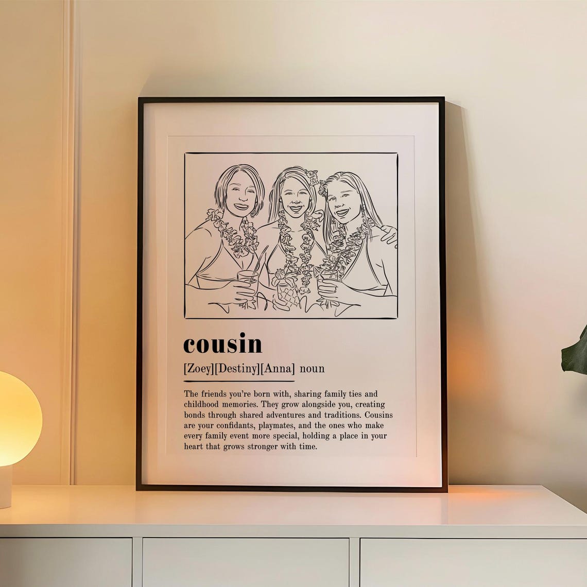 Cousin Definition Print Personalized Custom Family Birthday Gift Decor