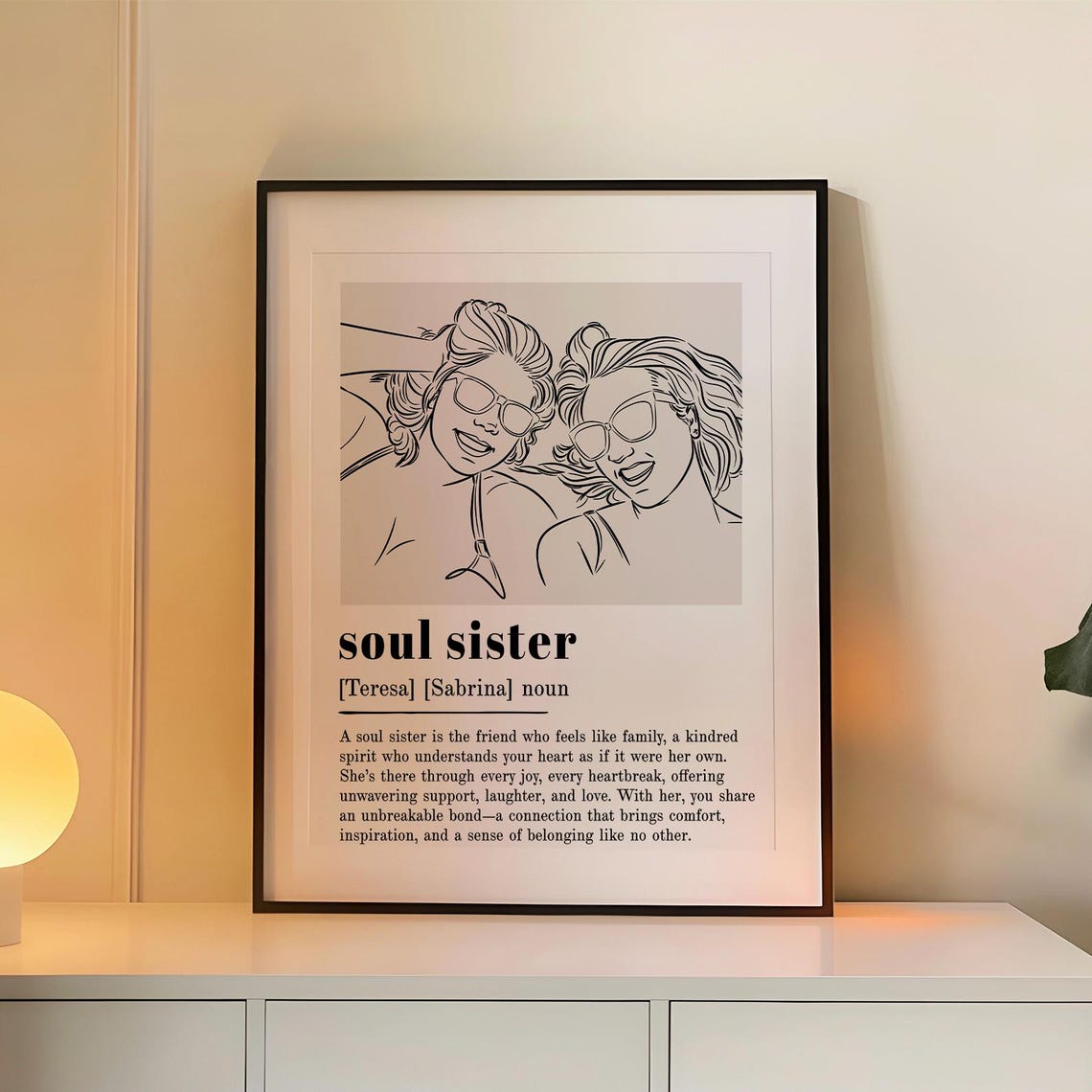 Personalized Soul Sister Definition Line Art Portrait Print Gift