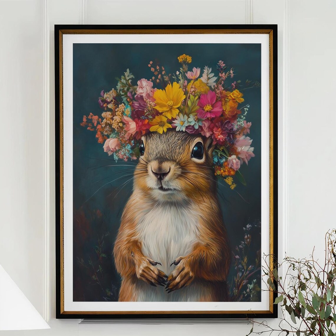 Squirrel Maximalist Eclectic Animal Portrait Print