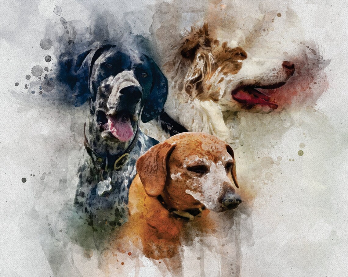 Custom Dog Memorial Watercolor Pet Portrait Art Print