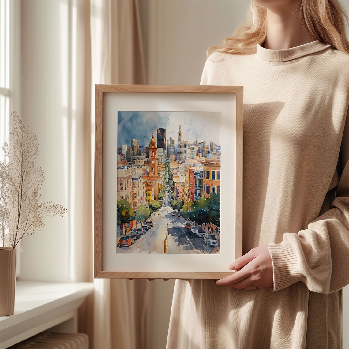 San Francisco Watercolor Painting, Golden Gate Bridge Poster - Image 2